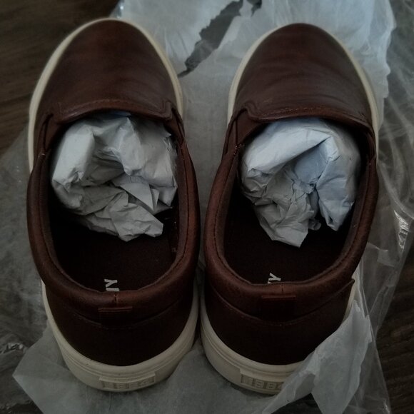 Gender-Netural Brown Leather Look Canvas Slip-On Shoes - Picture 3 of 8